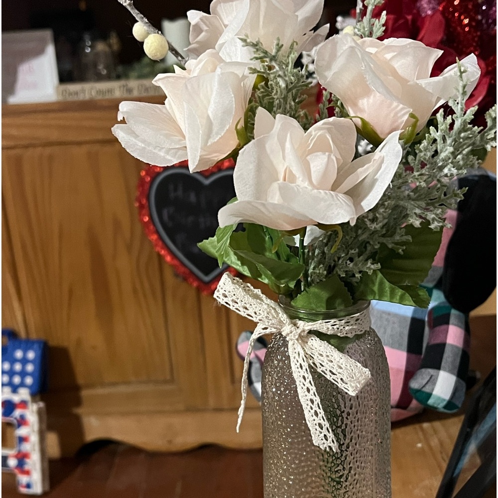 Silk Rose floral vase